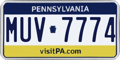 PA license plate MUV7774