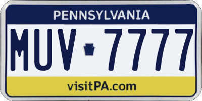 PA license plate MUV7777