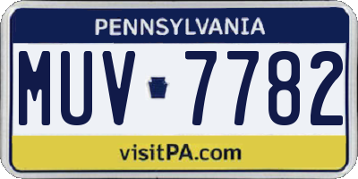 PA license plate MUV7782
