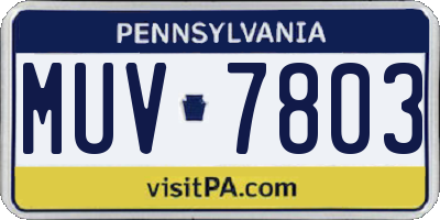 PA license plate MUV7803