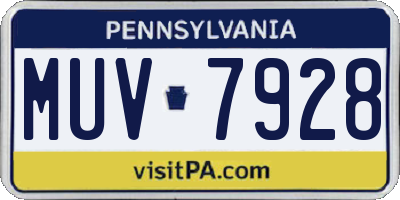 PA license plate MUV7928