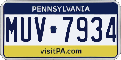 PA license plate MUV7934