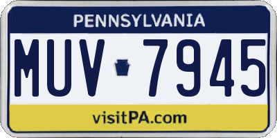 PA license plate MUV7945