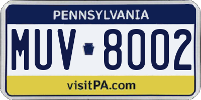 PA license plate MUV8002