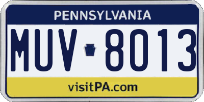 PA license plate MUV8013
