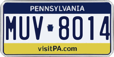 PA license plate MUV8014