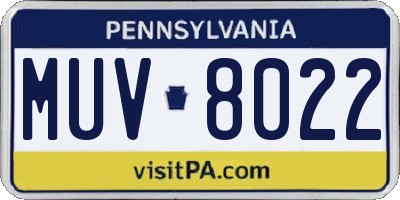PA license plate MUV8022