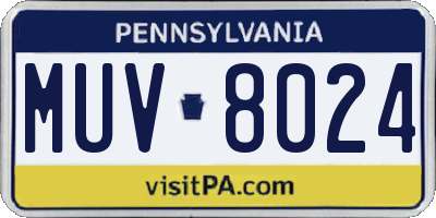 PA license plate MUV8024