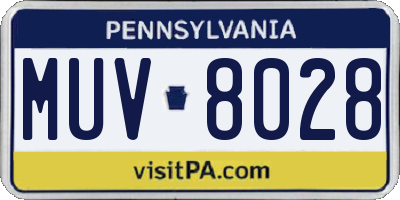 PA license plate MUV8028