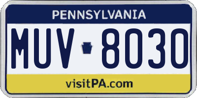 PA license plate MUV8030