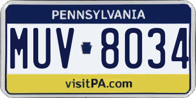 PA license plate MUV8034
