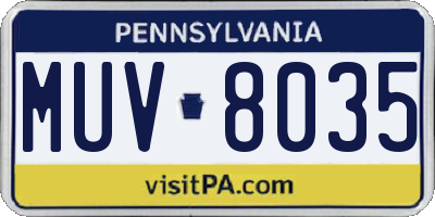 PA license plate MUV8035