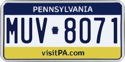 PA license plate MUV8071