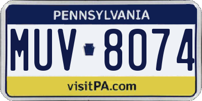 PA license plate MUV8074