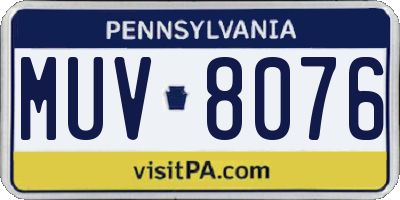 PA license plate MUV8076