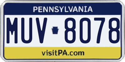 PA license plate MUV8078