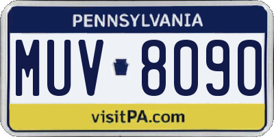 PA license plate MUV8090