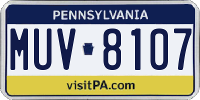 PA license plate MUV8107