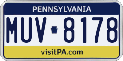 PA license plate MUV8178