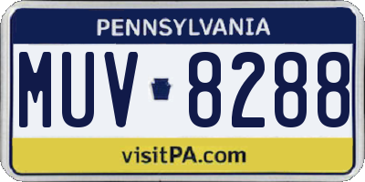 PA license plate MUV8288