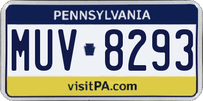 PA license plate MUV8293
