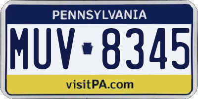 PA license plate MUV8345