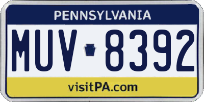 PA license plate MUV8392