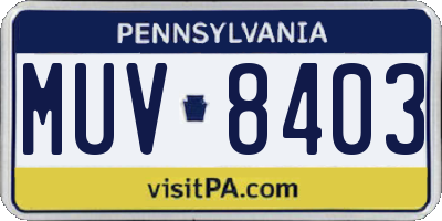 PA license plate MUV8403