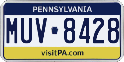 PA license plate MUV8428