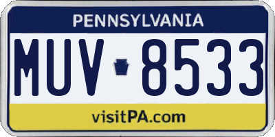 PA license plate MUV8533