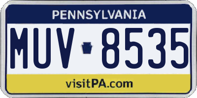 PA license plate MUV8535