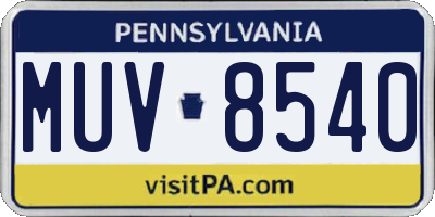 PA license plate MUV8540