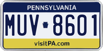 PA license plate MUV8601