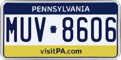 PA license plate MUV8606