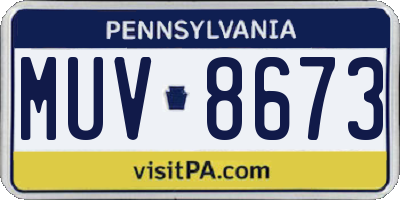 PA license plate MUV8673