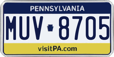 PA license plate MUV8705