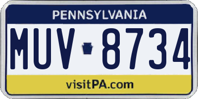 PA license plate MUV8734