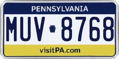 PA license plate MUV8768