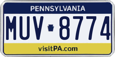 PA license plate MUV8774