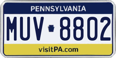 PA license plate MUV8802