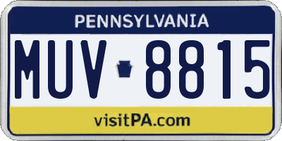 PA license plate MUV8815