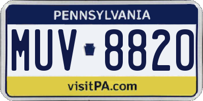 PA license plate MUV8820
