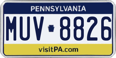 PA license plate MUV8826