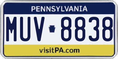 PA license plate MUV8838