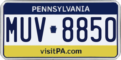 PA license plate MUV8850