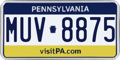 PA license plate MUV8875