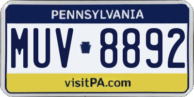 PA license plate MUV8892