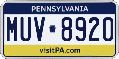 PA license plate MUV8920