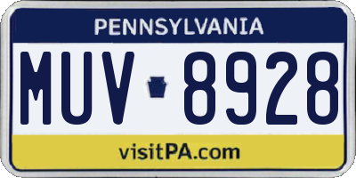 PA license plate MUV8928