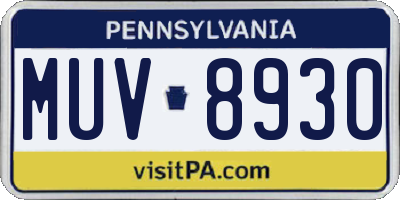 PA license plate MUV8930